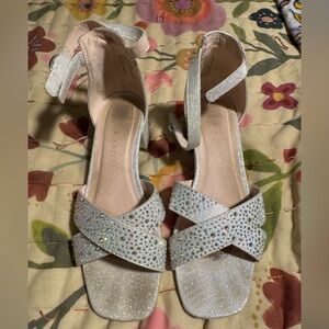 Kelly & Katie Silver Gem Girls Sandals with Heel ~ 3